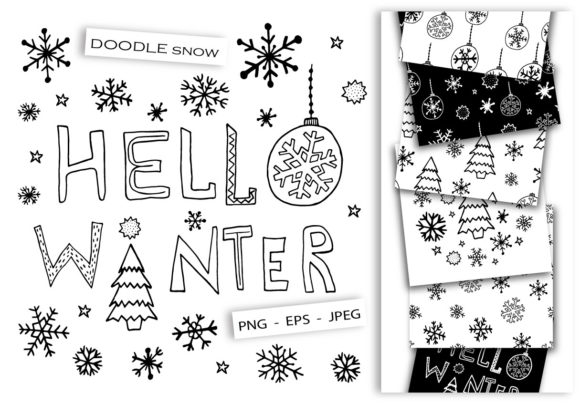 Collection of Doodle Snowflakes Clipart