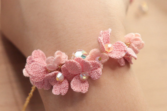 Crochet Flower Bracelet PDF Pattern