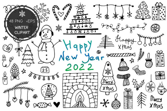 Doodle Winter Christmas Clipart