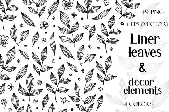 Hand Drawn Leaves and Décor Elements: A Versatile Collection for Creative Workflows