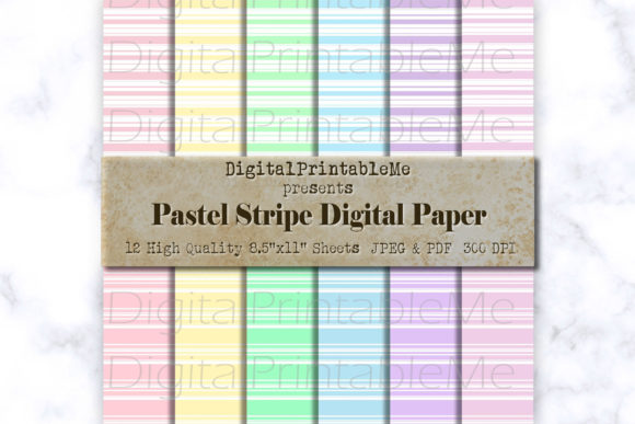 Pastel Stripe Digital Paper Thin White