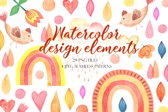 Watercolor Boho Elements Abstract Design
