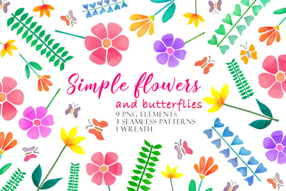 Watercolor Simple Flowers: A Versatile Design Resource for Creatives and Businesses